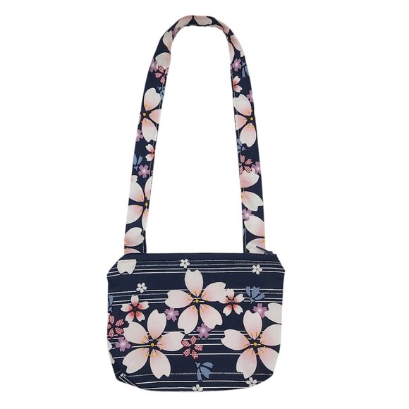Crossbody Bag Small Messenger Bag Fabric Floral Print Lined With Zipper - Picture 1 of 8